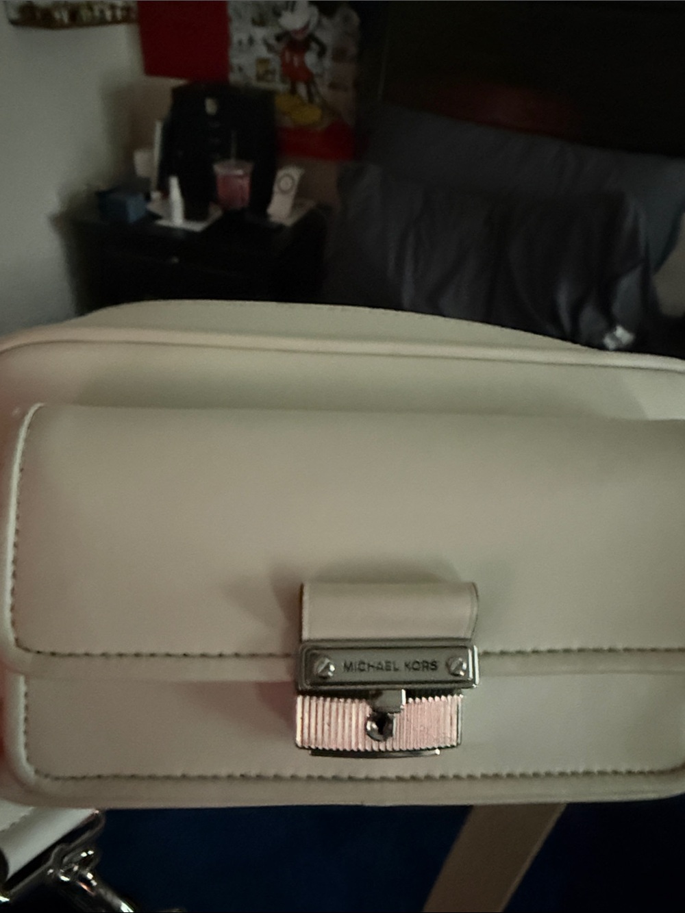 Michael Kors Cream Leather Crossbody with Silver Hardware
